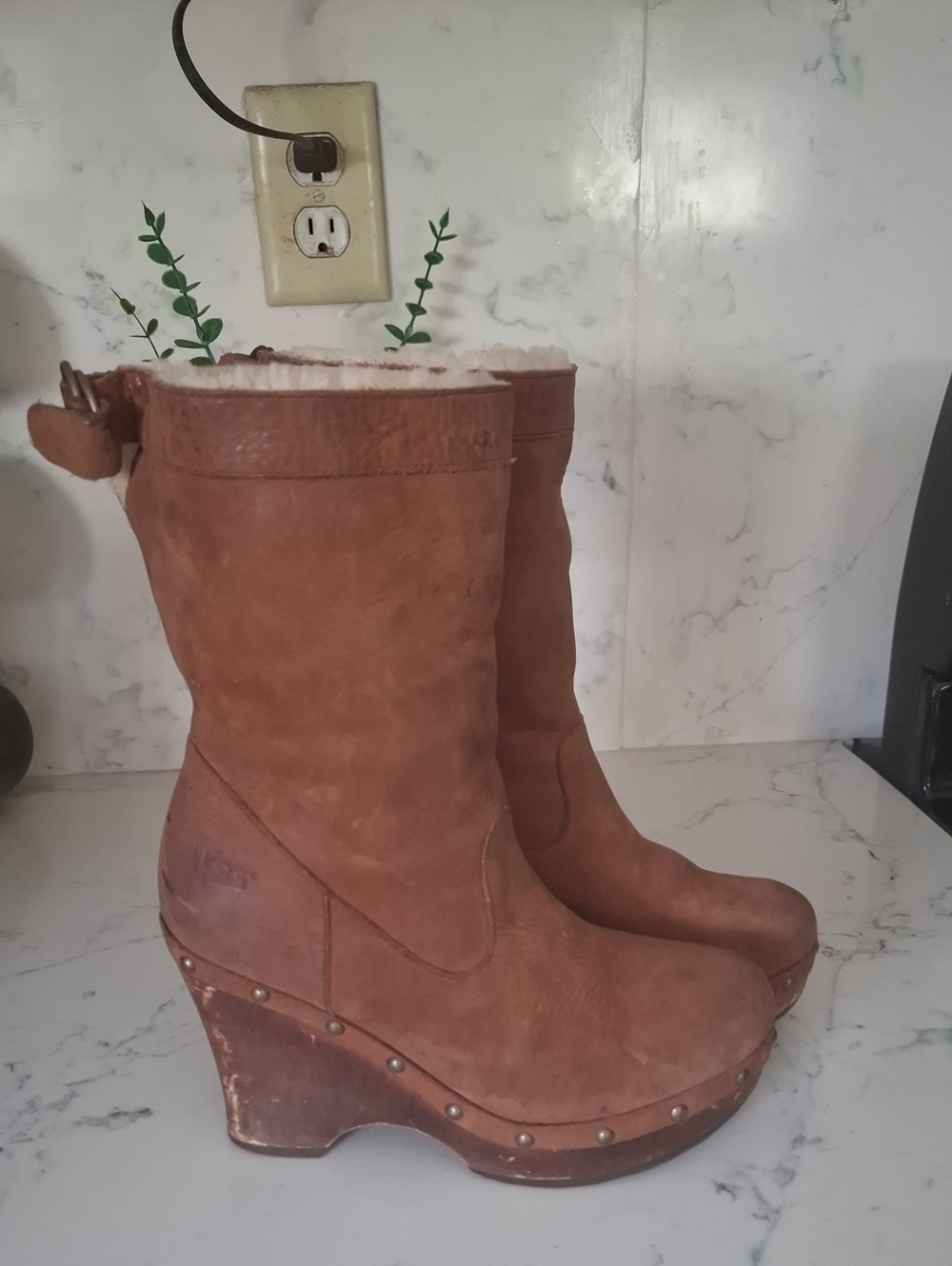 UGG Suede Wedge Shearling Boot -